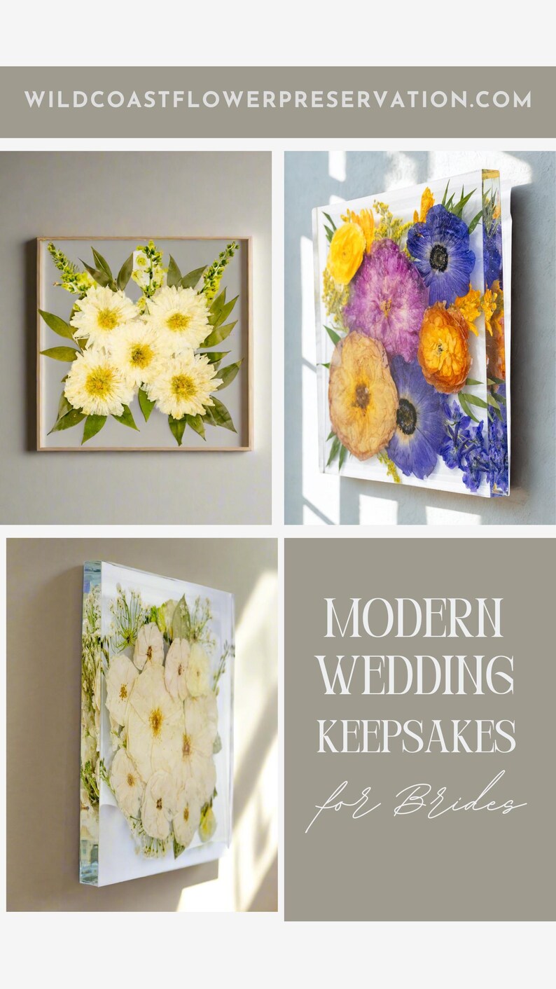 Pressed Flower Frame Square Wedding Bouquet Preservation Floating Frame Pressed Flower Preservation Wall Art Floating Flower Resin Wall Art