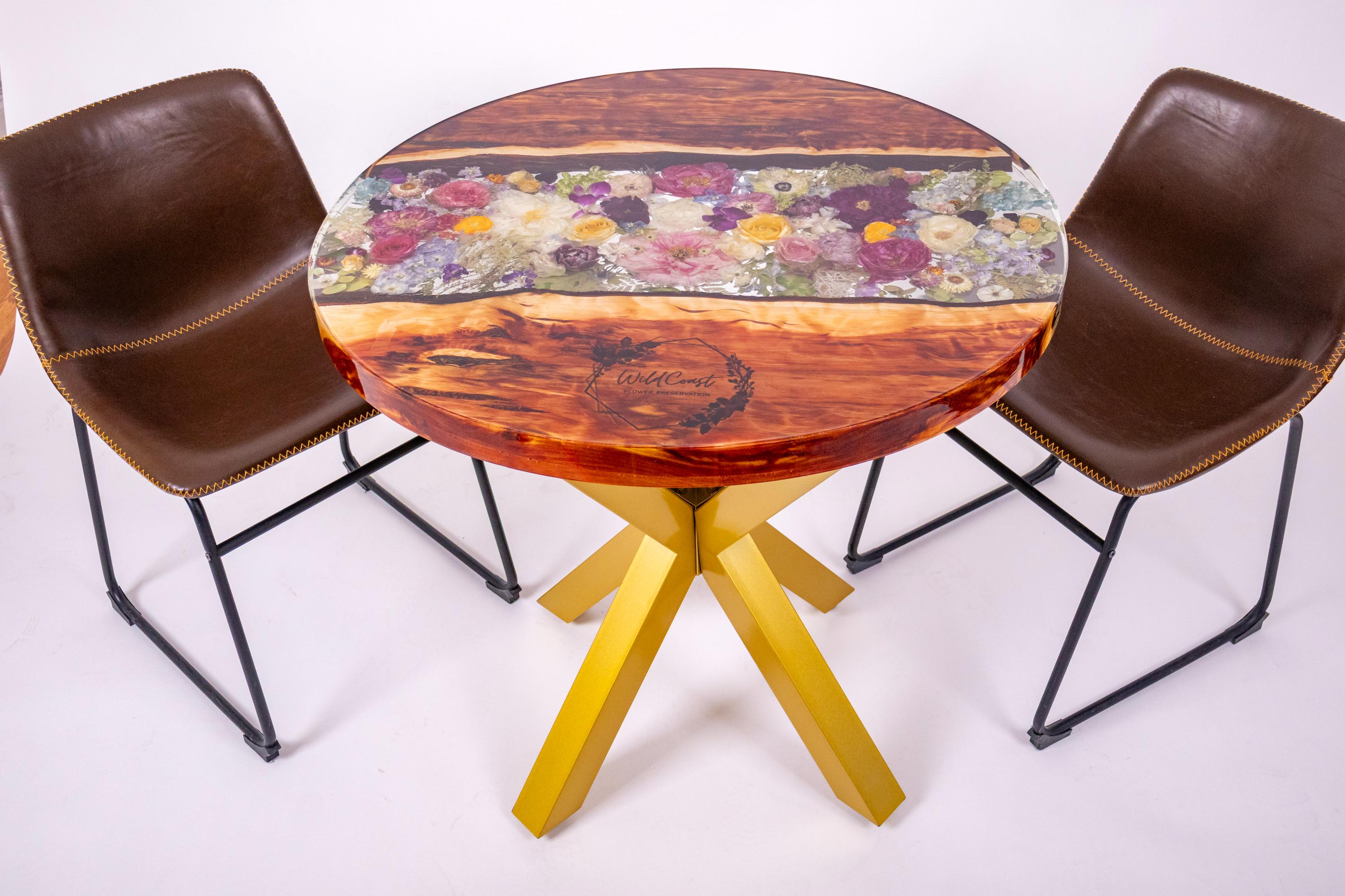 Epoxy Table With Wood River Table Bouquet Preservation Custom Resin ...