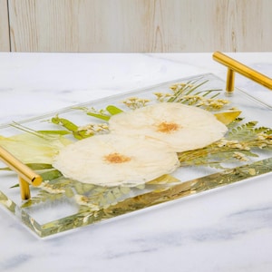 Wedding Flower Preservation Resin Flower Tray and Coasters Bridal Bouquet Preservation Serving Set Preserved Flower Wedding Gift for Couple bild 7