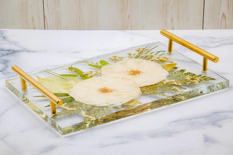 Wedding Flower Preservation Resin Flower Tray and Coasters Bridal Bouquet Preservation Serving Set Preserved Flower Wedding Gift for Couple bild 7