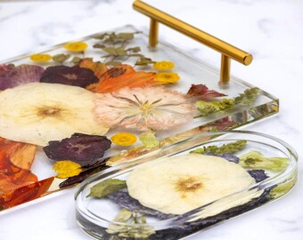 Resin Preserved Flower Tray 12x8 Pressed Flower Serving Tray Bouquet Preservation Tray Wedding Flower Preservation Resin Tray Bridal Bouquet