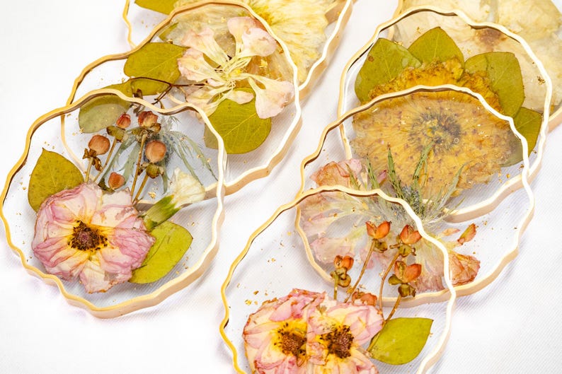 Pressed Flower Coaster Wavy Resin Coaster
