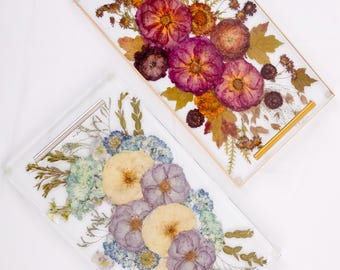 Epoxy Resin Wedding Bouquet Preservation Resin Tray Pressed Flower Charcuterie Tray Flower Preservation Serving Tray Resin Gift Bouquet Tray