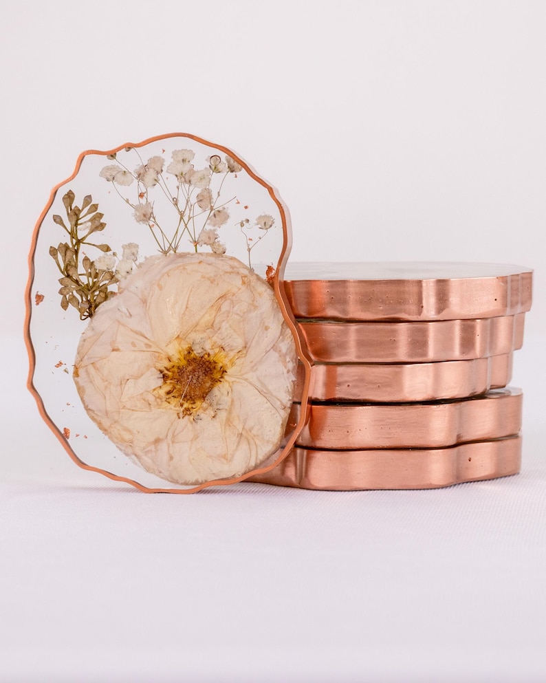 Pressed Flower Coaster Wavy Resin Coaster Wedding Gift