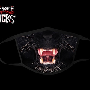 Black Panther Face Mask | Black Cat Face Mask | Animal Mask| Halloween Mask | PM 2.5 Carbon Filter Pocket| Washable | Reusable | Adult Kids