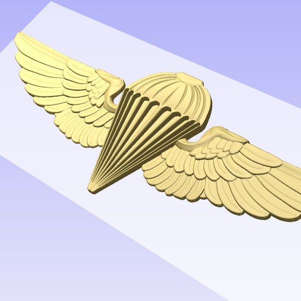 Jump Wing Insignia: Downloadable file to carve  a 3D Navy & Marines jump wing insignia using a CNC router.