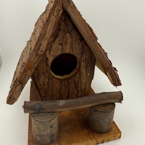 Rustic Wood A-Frame Birdhouse