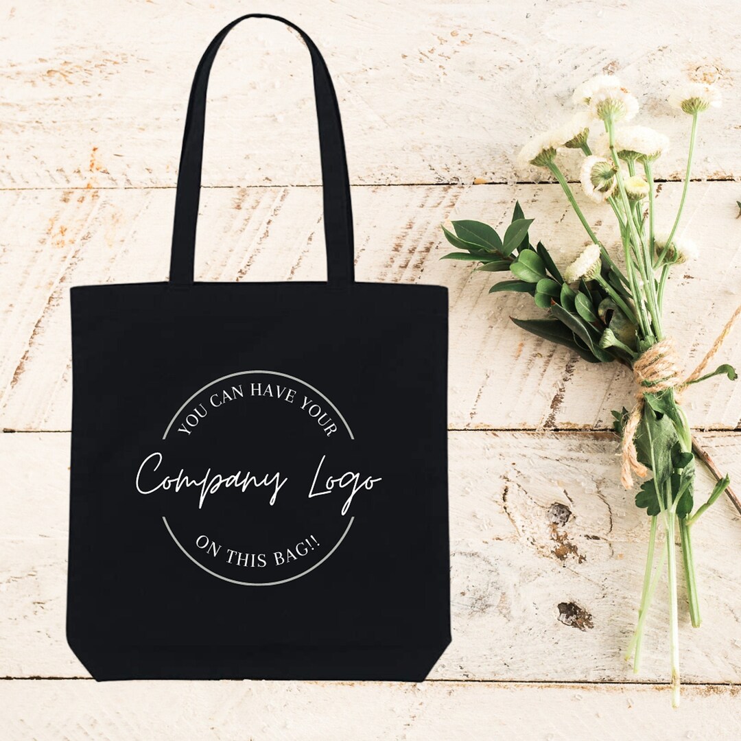 Personalized Black Canvas Bag, Company Logo Tote,personalized Tote Etsy