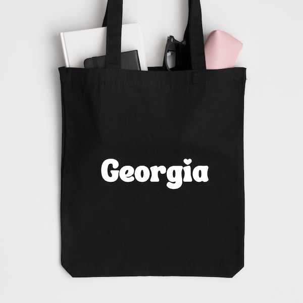 Custom Black Canvas Bag, Tote Bag, Personalized Canvas Bag