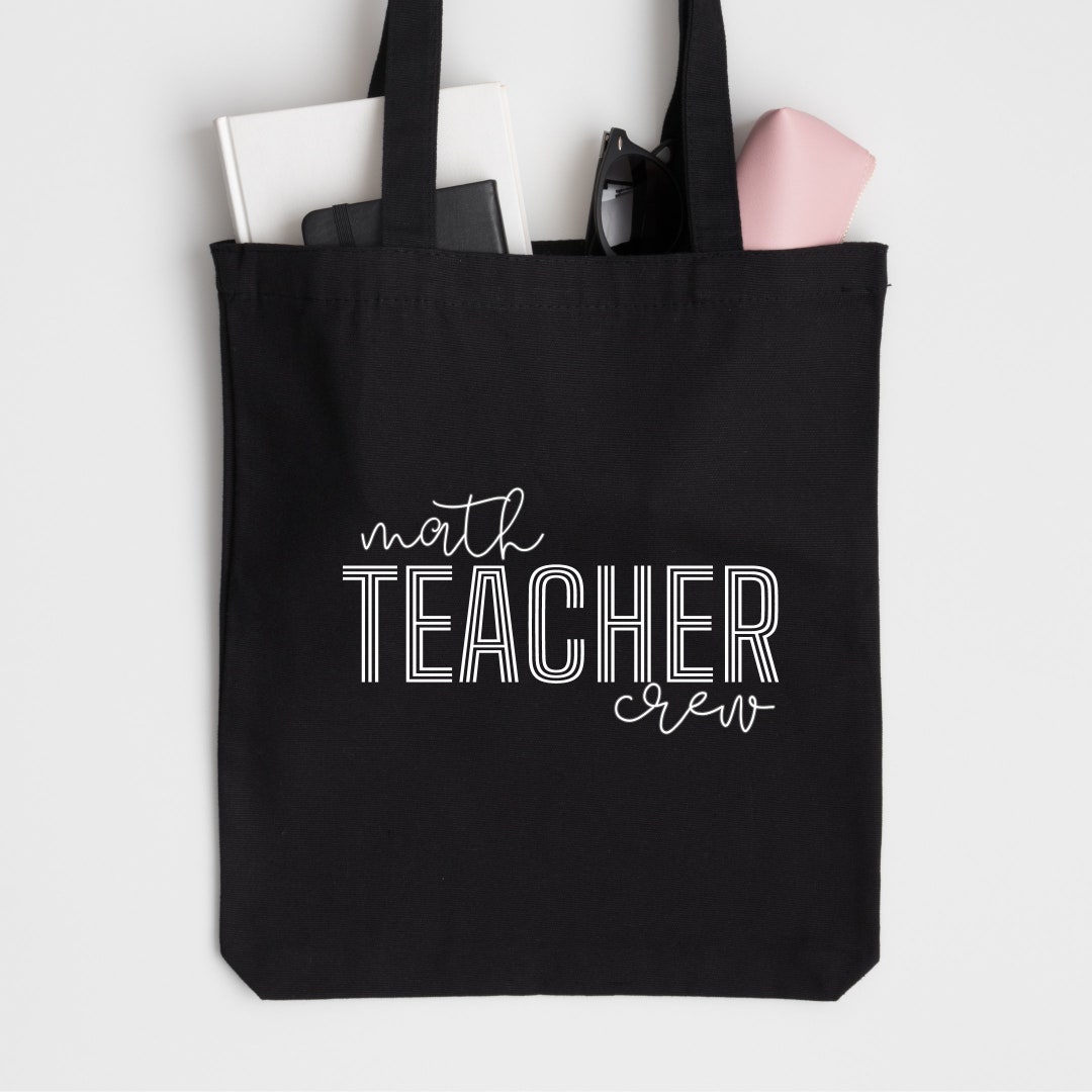 Math Teacher Tote, Teacher Canvas Bag, Teacher Gift, Black Canvas Bag ...