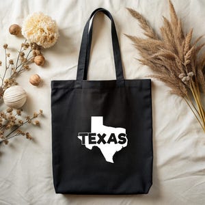 Texas Canvas Tote, Black Tote Bag, Custom Tote, Canvas Tote, Homesick, Texas Gift, Texas Tote, Destination Wedding, Austin Texas, Dallas TX