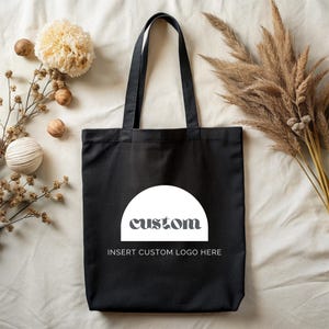 Personalized Black Canvas Bag, Company Logo Tote, Personalized Tote, Canvas Tote Bag, Custom Tote Bag With Logo, Bachelorette Party Bag