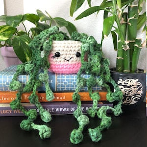 String of Pearls Succulent in Pink Pot / Crochet Cactus / Crochet succulent / Anigurumi Cactus /  Cactus Center Piece