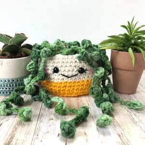 String of Pearls Succulent in a Yellow Pot / Crochet Cactus / Crochet succulent / Anigurumi Cactus /  Cactus Center Piece