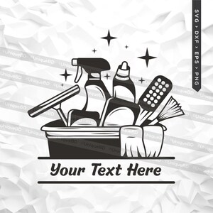 Cleaning Tools Svg - Split Cleaning Tools - Monogram - Split Monogram - Cleaning Supplies Svg Cut Files - Svg, Dxf, Eps, Png