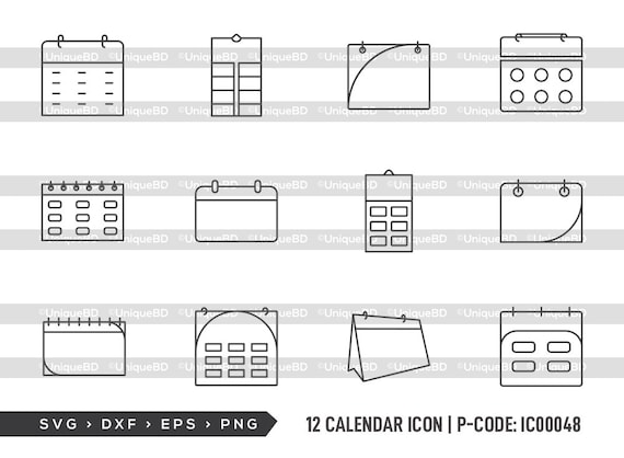 Calendar Icons Outline Calendar Svg Planner Svg Calendars - Etsy