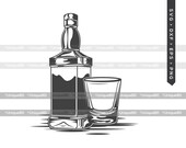 Alcohol Bottle And Glass SVG Cut File Alcohol Bottle Svg Scotch Drinking Svg Whiskey Bottle Svg Whiskey Glass Alcohol Silhouette