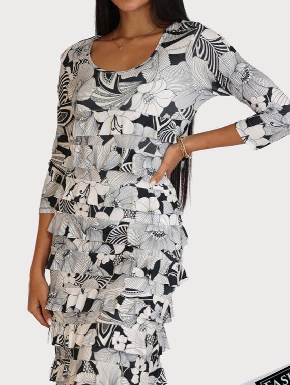 Long Ruffle Dress Travel Knit Made in USA NEW Sizes Small-3x Glamourous  Fashions - Etsy