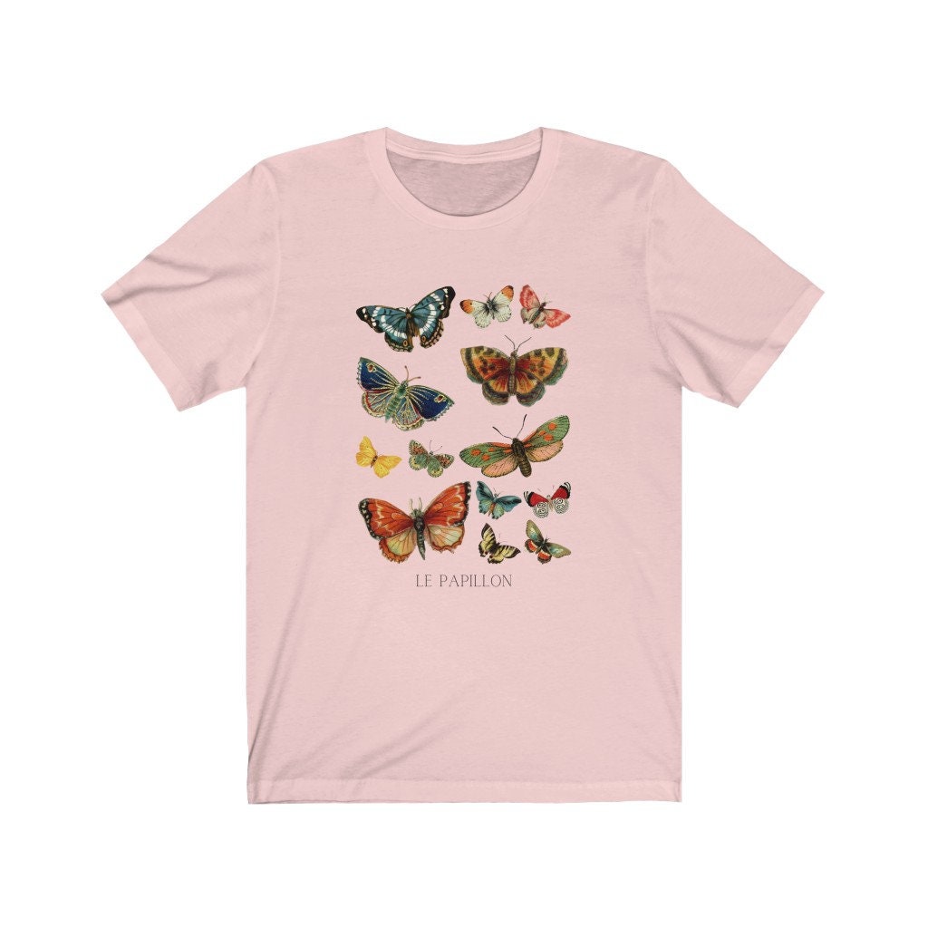 Butterfly Chart Shirt Vintage Style Botanical Print Short | Etsy