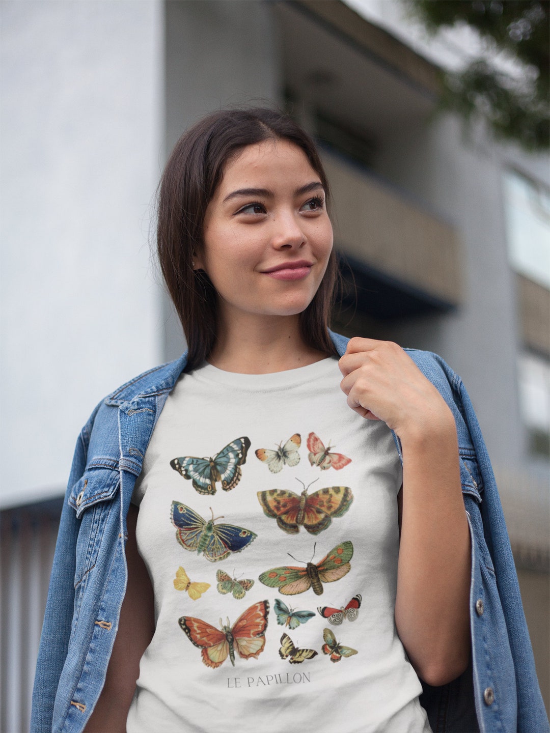Butterfly Chart Shirt Vintage Style Botanical Print Short - Etsy