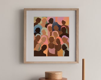 Arcobaleno di melanina / Stampa d&#39;arte / arte della diversità / Arredamento per la casa / Arte della parete / Illustrazione / opera d&#39;arte boho / Donne / Empowerment femminile