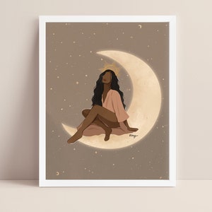 Lámina artística de la Diosa Celestial: Alma Lunar, Retrato del Zodíaco Cósmico