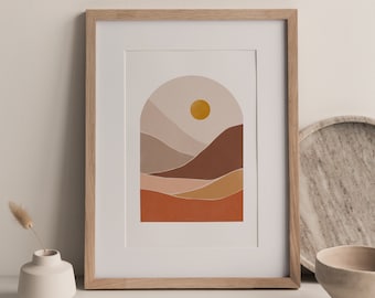 Desert Sun Illustration Art Print: Boho Home Decor