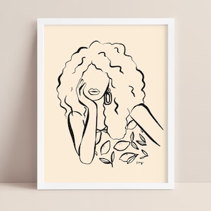 Minimal line portrait no 1 | black woman diversity art | Wall Art | Illustration | boho artwork | Women | Female empowerment