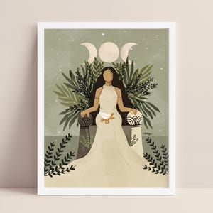 Retrato de Tarô da Alta Sacerdotisa | carta de tarô | arte da deusa | arte de espiritualidade | arte digital | diversidade | retrato minimalista | zodíaco