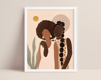 Schwarze Frauen Art Print: Melanin Weibliches Empowerment Portrait