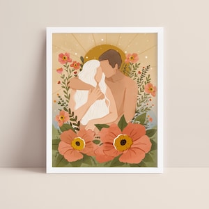 Retrato del Tarot de los Enamorados / carta del tarot / arte de diosas / obra de arte espiritual / arte digital / diversidad / retrato minimalista / zodíaco