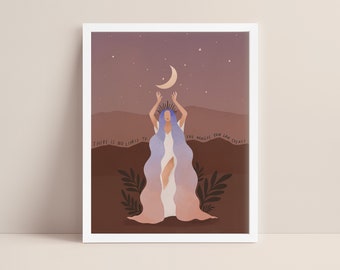 Create magic magic | self love art | digital art | yoga portrait | self care art | spiritual illustration | quote | motivational quote print