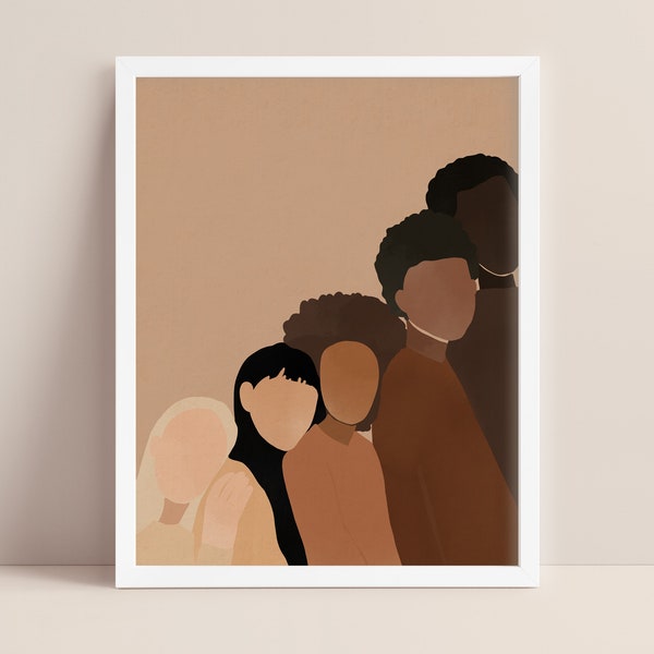 Solidariteit | Kunst print | Diversiteit | Woondecoratie | Kunst aan de muur | Illustratie | Empowerment van vrouwen