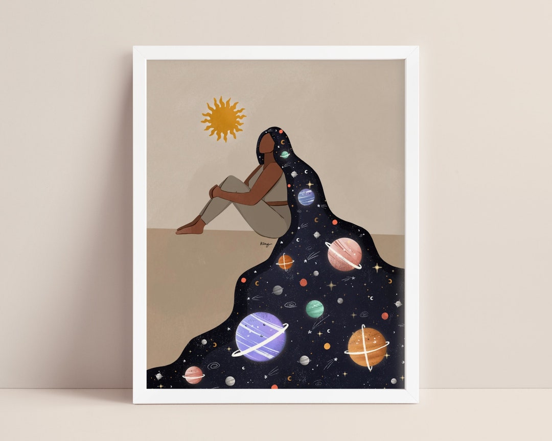 The Universe Has Your Back Stars and Moon Hair Art Digital Art