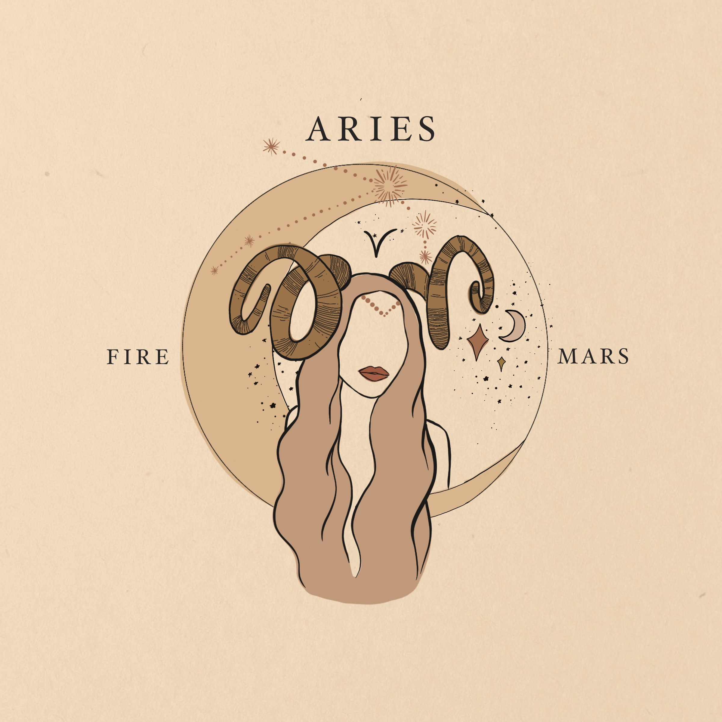 Aries Zodiac Artwork horoscope art astrology illustration Etsy