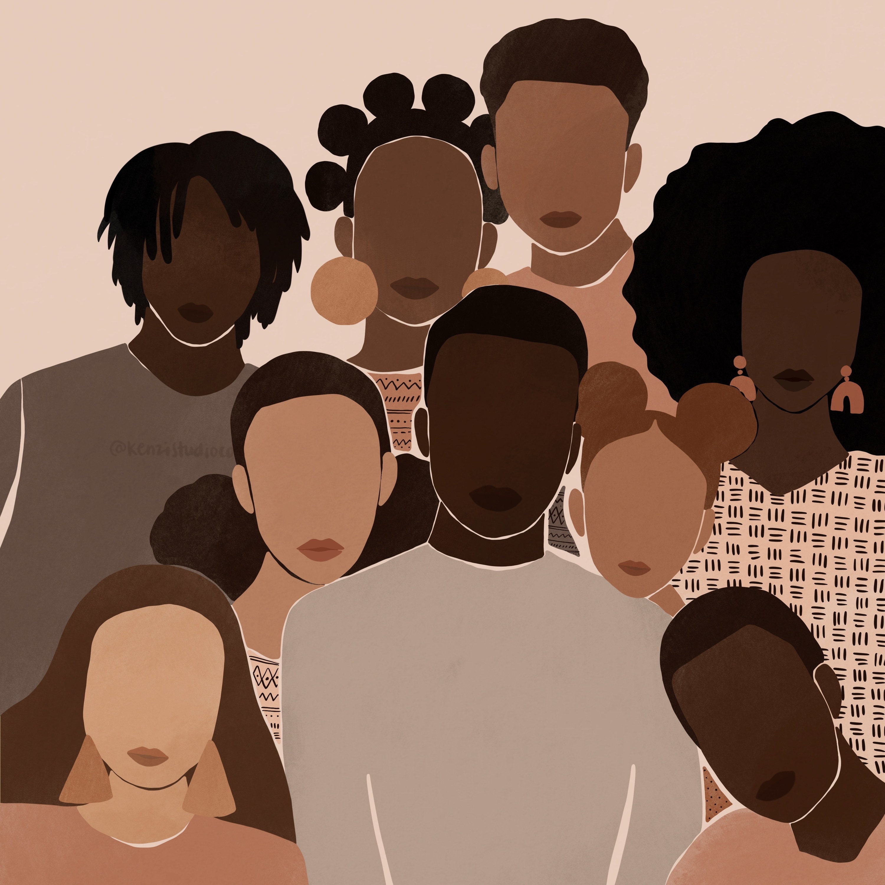 Liberation Black Group Illustration Diverse Artwork Etsy