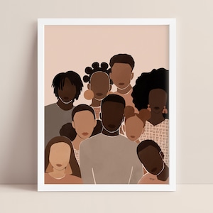 Liberation | black group illustration diverse artwork | african american art | female empowerment | Juneteenth art | melanin art | diversity