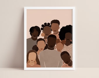 Liberazione / illustrazione di gruppo nero opere d&#39;arte diverse / arte afroamericana / emancipazione femminile / arte Juneteenth / arte della melanina / diversità