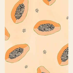 Farmers market papaya fruit print fruit illustration wall art minimal design artwork black artist graphic art image 3