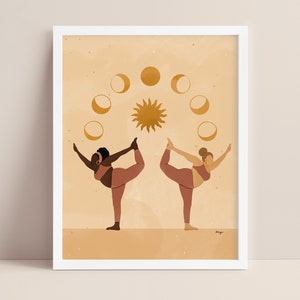 Flow With the Phases Yoga Print | Yoga Art print | body diversity art | body positivity | yoga artwork | Women | Self Care | Self love
