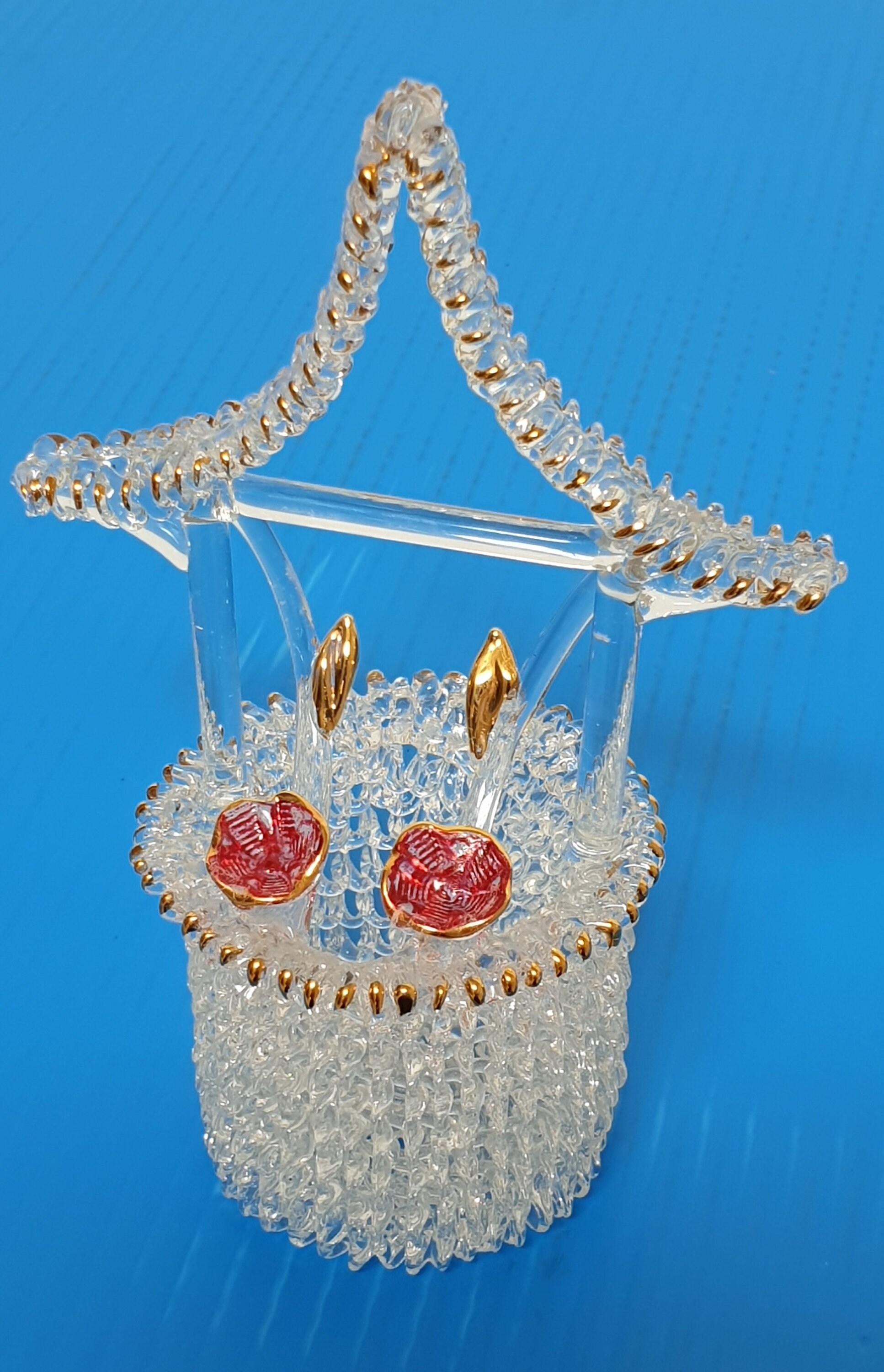 Vintage Spun Glass Wishing Well Figurine Collectible Etsy