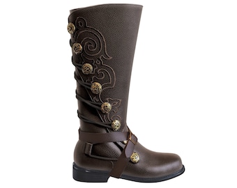 Men’s Brown Leather Nobleman's Boots with Brown Embroidery