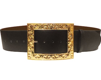 3" Renaissance / Pirate / Santa Claus /  Cosplay Reversible Belt And Enormous Buckle