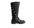 Men’s Black Leather Nobleman's Boots with Black Embroidery & Removable Straps