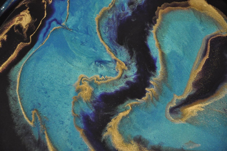 Golden Northern Lights Resin Art Tray Etsy