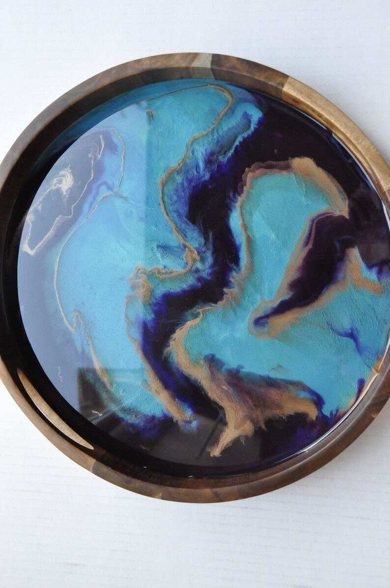 Golden Northern Lights Resin Art Tray Etsy
