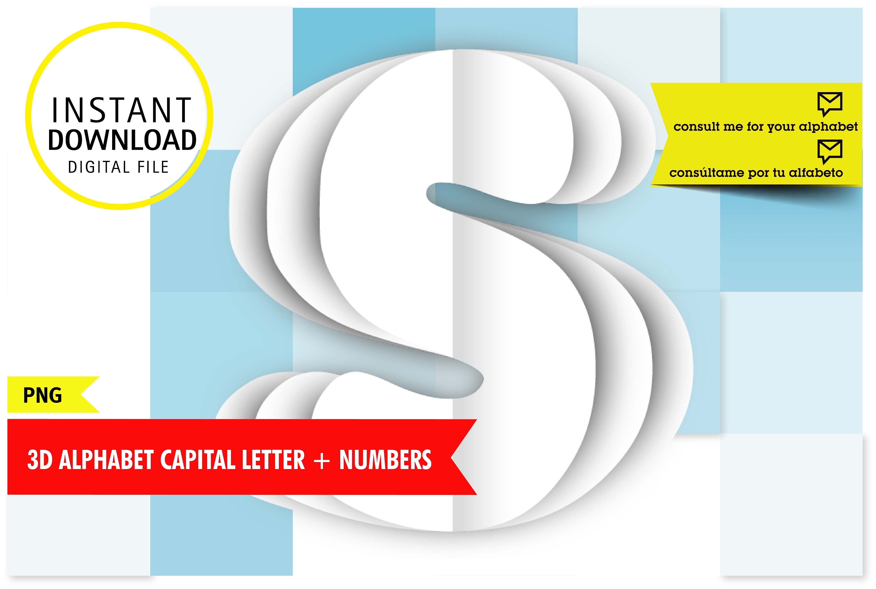 3D Alphabet Number Letters Clipart 3D Paper Letters PNG - Etsy