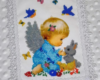 Kleine engel handgemaakte paaskralen kindermandhoes, geborduurde Oekraïense paashanddoek