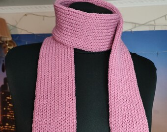 Ash Rose Skinny Knit Scarf Ash Purple Handmade Double Layered Knitted Minimalist Accessory