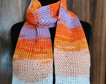 Oranje en paarse gebreide sjaal handgemaakte lange warme gebreide accessoire